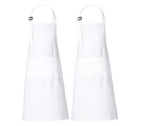 RAJRANG Ensemble de 2 tabliers blancs - Tablier de cuisine unisexe pour barbecue, hôtel et restaurant avec poches frontales et bandoulière réglable en tissu 100% coton - 66cm x 88cm