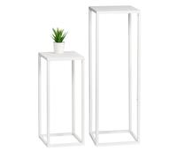 Ensemble de 2 tabourets à fleurs Bremermann support à fleurs en métal colonne à fleurs en métal blanc