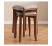 Ensemble de 2 tabourets carrés empilables, tabourets Bas en Bois Massif de Style Moderne du Milieu du siècle, tabourets de Bar sans Dossier empilables et gigognes for la Maison, la Cuisine(Grey)