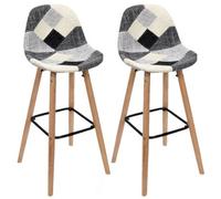 Toilinux - Lot de 2 Tabourets de bar Patchwork - Noir et Gris Blanc G