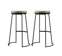 Ensemble de 2 tabourets de Bar chaises de Bar Cuisine Petit-déjeuner-to à Tabouret Rond PU siè pour Le siè du café de pub Hauteur 65/75 cm (Noir, 65 cm)