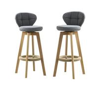 Ensemble de 2 tabourets de Bar/Cuisine Breakfast Swivel Barstol, Gris en Bois/Bleu/Vert Coton en Lin Bas et Repose-Pieds (65/75 cm) Grey,Sitting High 65cm