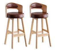 Ensemble de 2 tabourets de Bar en Simili Cuir, chaises de Bar rembourrées Modernes à Hauteur de comptoir avec Pieds en Bois Massif et Dossier en Bois courbé