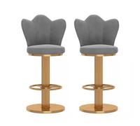 Ensemble de 2 tabourets de Bar en Velours, pivotants à 360°, avec Dossier et Repose-Pieds. Confortables et Modernes, Ils sont Parfaits pour Un îlot de Cuisine ou Un Bistro.