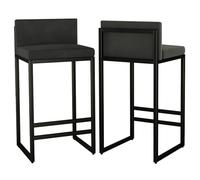 Ensemble de 2 tabourets de bar en velours sans accoudoirs, chaise de salle à manger à hauteur de comptoir avec dossier bas et repose-pieds, tabourets de cuisine rembourrés pour pub à domicile, bistro