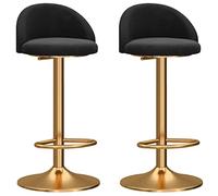 Ensemble de 2 tabourets de bar en velours vert, chaises pivotantes réglables avec dossier incurvé et base en or, repose-pieds élégant pour la cuisine et le comptoir du comptoir du petit-déjeuner
