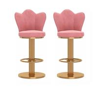 Ensemble de 2 tabourets de Bar for Petit-déjeuner, tabourets de Bar rembourrés pivotants à 360° avec Dossier et Repose-Pieds, chaises de Bar Modernes et Confortables for comptoir(Pink,Height 45-60CM)