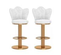 Ensemble de 2 tabourets de bar for petit-déjeuner, tabourets de bar rembourrés pivotants à 360° avec dossier et repose-pieds, chaises de bar modernes et confortables for comptoir(White,Height 45-60CM)