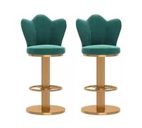 Ensemble de 2 tabourets de bar for petit-déjeuner, tabourets de bar rembourrés pivotants à 360° avec dossier et repose-pieds, chaises de bar modernes et confortables for comptoir(Green,Height 45-60CM)