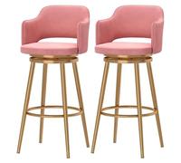 Ensemble de 2 tabourets de Bar, Hauteur comptoir, avec Dossier, Style Moderne en Velours, idéal for Un îlot Central ou Une soirée Entre Amis.(Pink,65cm)