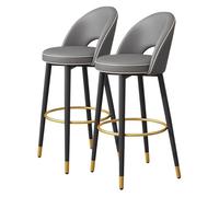 Ensemble de 2 tabourets de bar, hauteur comptoir, dossier incurvé et structure métallique, revêtement rembourré, for cuisine, îlot central, salle à manger et bureau.(Dark Gray,65cm/25.6in)