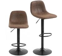 Ensemble de 2 tabourets de bar HOMCOM, tabourets de bar pivotants modernes, chaises de bar réglables en hauteur avec repose-pieds pour îlot de cuisine et salle à manger, marron