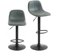 Ensemble de 2 tabourets de bar HOMCOM, tabourets de bar pivotants modernes, chaises de bar réglables en hauteur avec repose-pieds pour îlot de cuisine et salle à manger, vert