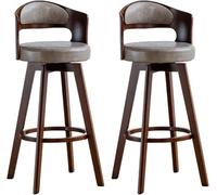 Ensemble de 2 tabourets de Bar pivotants de Style Moderne du Milieu du siècle avec Dossier et accoudoirs, revêtement en Similicuir