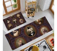 Ensemble De 2 Tapis De Cuisine Antidérapants Lavables Anti-Fatigue Deep Purple, Tapis Imprimé Portraits d'animaux Esthétique Victorienne pour Couloir Salle À Manger Entrée, 50X80Cm+50X150Cm