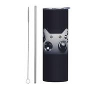 Ensemble de 2 tasses en acier inoxydable avec couvercle - Bouteille d'eau isotherme de 591 ml avec motif de manette de jeu, parfaite pour le sport, le bureau et la maison