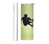 Ensemble de 2 tasses en acier inoxydable avec couvercle - Bouteille d'eau isotherme de 591 ml - Motif planche à roulettes - Parfaite pour le sport, le bureau et la maison