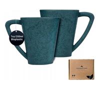 Ensemble de 2 Tasses en Bois de Pin 200 ml pour Café Sans BPA Bleues