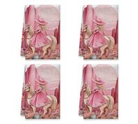 Ensemble de 2 torchons de cuisine pour fille, torchons fantaisie en microfibre pêche à motifs de chevaux et de fleurs, pour essuyer la vaisselle, nouveaux essentiels pour la maison, 40 x 66 cm (2 piè