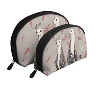 Ensemble de 2 trousses de maquillage avec motif grenouille et pluie - Sac de rangement portable de voyage pour femmes et filles, Modèle Ferrets French Fashion, Taille unique, Trousse de maquillage