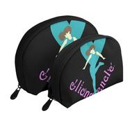 Ensemble de 2 trousses de maquillage avec motif raie manta et poissons, sac de rangement portable pour femmes et filles, I Love Gymnastics, Taille unique, Trousse de maquillage