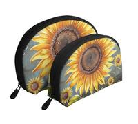 Ensemble de 2 trousses de maquillage en forme de coquillage avec imprimé avion, organiseur de cosmétiques de voyage, rangement élégant pour beauté et cadeaux pour femmes et filles, You Are My Sunshine