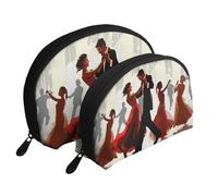 Ensemble de 2 trousses de maquillage en forme de coquillage avec imprimé tie-dye dansant - Organiseur de voyage élégant pour beauté et cadeaux pour femmes et filles, Ballroom Dance, Taille unique