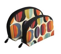 Ensemble de 2 trousses de maquillage en forme de coquillage avec motif drapeau pirate - Organiseur de voyage élégant pour beauté et cadeaux pour femmes et filles, Style rétro moderne du milieu du
