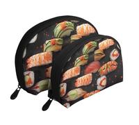 Ensemble de 2 trousses de maquillage en forme de coquillage avec motif singe - Organiseur de voyage élégant pour beauté et cadeaux pour femmes et filles, Sushi Crevette japonaise, Taille unique