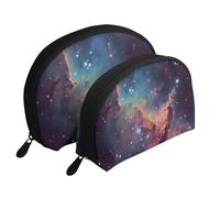 Ensemble de 2 trousses de maquillage en forme de coquillage avec motif tournesol - Sac de rangement portable pour femmes et filles, Space Galaxy., Taille unique, Trousse de maquillage