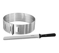 Zenker 7704 Ensemble 2 pièces pour découpe de layer cake, ustensiles de pâtisserie, couteau de pâtisserie, cercle de découpe, trancheur de gâteaux, Acier inoxydable, Plastique, 30 cm, Diam 26/28 cm