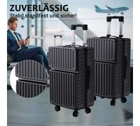 Ensemble de 2 valises rigides (20 et 24 pouces), conception à ouverture frontale, matériau ABS, roues pivotantes à 360°, serrure TSA, bagage à main pour voyages en famille ou d'affaires, gris Introduc