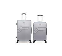 Ensemble de 2 valises rigides grand format 75cm et valise weekend 65cm queens - gris