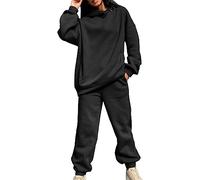 Ensemble de 2 vêtements de sport pour femme - Ensemble de jogging ample - Tenue de yoga - T-shirt à manches longues + pantalon de loisirs taille haute - Vêtement de loisirs - Sweat à capuche et