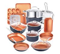 Ensemble de 20 casseroles et poêles Gotham Steel, Batterie de Cuisine complète et ustensiles de Cuisson | Revêtement céramique antiadhésif en cuivre : poêles à Frire