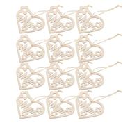 Ensemble De 20 Découpes en Bois Cœur pour Maman, Décorations à Suspendre | Bois Non Finition, Ficelle de Chanvre Incluse, pour Scrapbooking, Boîtes Présent et Bracelets