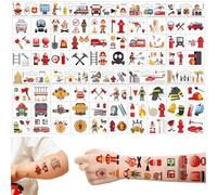 Ensemble de 20 tatouages temporaires pour enfants de pompiers, tatouages temporaires de pompiers pour enfants, sûrs et respectueux de la peau, tatouages temporaires de pompier pour décoration