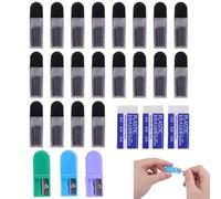 Ensemble De 200 Recharges De Mine De Compas Professionnelles, 2mm 2B Recharges De Mine Pour Compas Avec 3 Taille-Crayons Et 3 Gomme - Graphite De Haute Qualité,Chaque Recharge Pour Compas Mesure 2 Cm