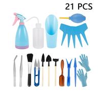 Ensemble de 21 mini-outils de jardinage pour plantes succulentes, bonsaïs et plantes d'intérieur - Kit complet de transplantation et d'entretien