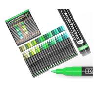 Ensemble de 22 marqueurs acryliques verts Tooli-Art Pro Color - Pointe extra fine 0,7 mm