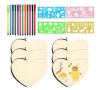 Ensemble de 22 Pièces Trousse Personnalisable, Diy Vierge Pochette Tissu en Forme de Cœur avec Crayons de Couleur et Gabarits, Pochette Tissu Zippée pour La Création Artistique, Les Cadeaux Faits Main