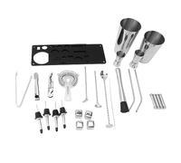 Ensemble de 23 pièces de shaker à cocktail, kit professionnel de barman en acier inoxydable avec support en acrylique, outils de mélange pour bar à domicile et soirées, comprenant