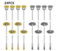 Ensemble de 24 brosses métalliques en acier et laiton pour outil rotatif Dremel, pour élimination de la rouille, polissage et nettoyage du métal 24pcs