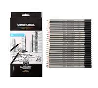 Ensemble de 24 Crayons Graphite pour Dessin - HB, H, 2H-9H, B, 2B-12B, 14B - Art Noir