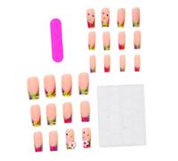 Ensemble de 24 faux-embouts de manucure colorés avec imprimé animal, base nue brillante et détails de breloque en étoile blanche pour un coiffage rapide, à coller sur une main décorative de à