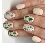 Ensemble De 24 Faux Ongles De Noël Motifs D'arbres Festifs À Pression En ABS Pour Les Fêtes Outils Non Nécessaires Mélange De Styles De Noël Pour Femmes
