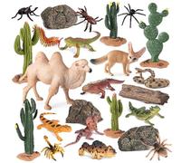 Ensemble de 24 figurines d'animaux du désert, jouets éducatifs réalistes en plastique, figurines d'animaux réalistes pour enfants garçons filles, ensemble de jeu 'apprentissage pour projets sco