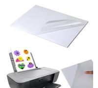 Ensemble de 25 feuilles autocollantes imprimante A4 blanches, film adhésif transparent pour imprimantes laser & jet d'encre, idéal pour imprimer des affiches, des photos et bien plus encore