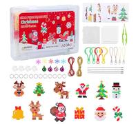 Ensemble de 2500 perles à repasser de Noël, Perles Rebondissantes de 5 mm avec panneau perforé, 15 motifs de papier à repasser, kit de bricolage créatif pour enfants, cadeau de décoration de Noël