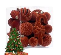 Ensemble de 28 décorations de Noël en Velours, Assortiment de décorations de Noël en Velours incassable et floqué à Suspendre pour Sapin de Noëls, décoration de fête à Domicile